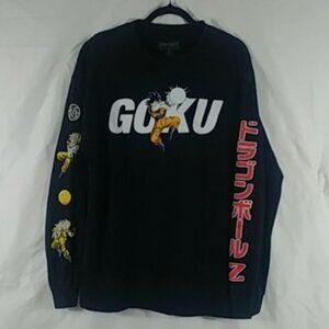 Dragon Ball Z Men's Black Long Sleeve 100%COTTON Graphic GOKU Sweatshirt Size XL